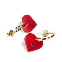 Toolally Earrings Charming Hearts Red