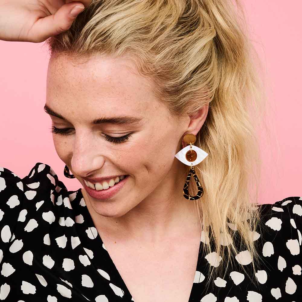 Toolally Eye Motif Drop - OrangeEarrings