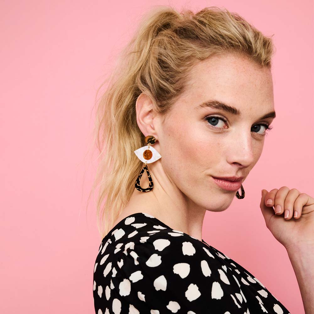 Toolally Eye Motif Drop - OrangeEarrings