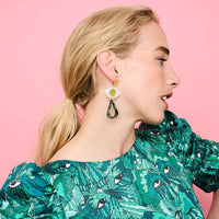 Toolally Eye Motif Drop - Yellow Earrings