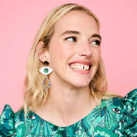 Toolally Eye Motif Drop - Blue Earrings