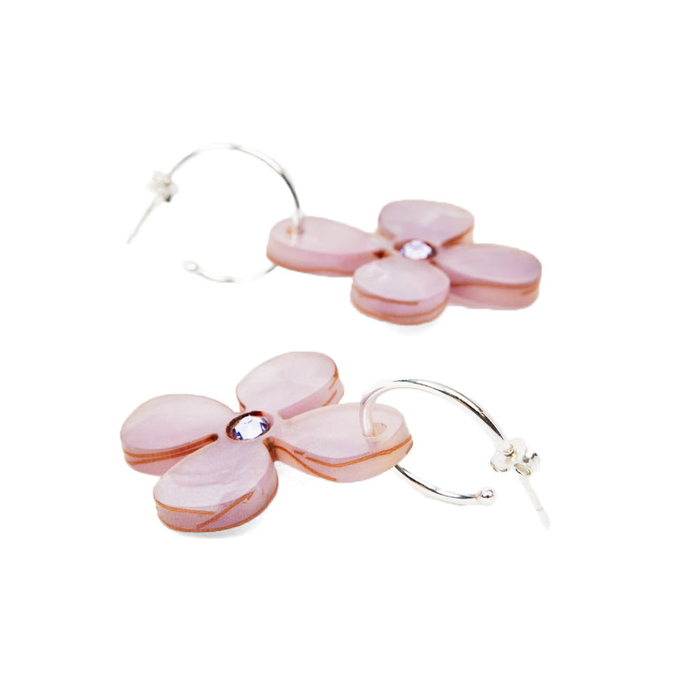 Toolally Daisy Hoops Earrings Lilac Pearl