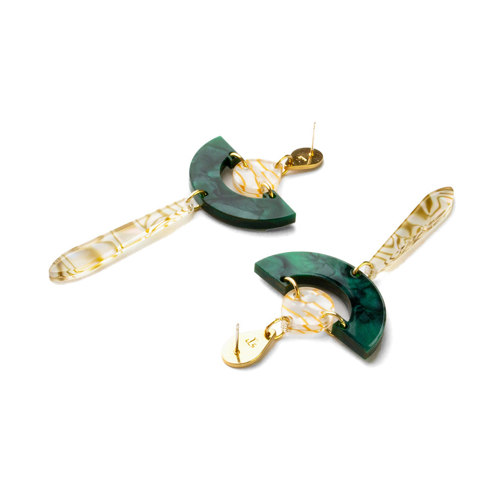 Toolally Earrings Daphnes Emerald Pearl