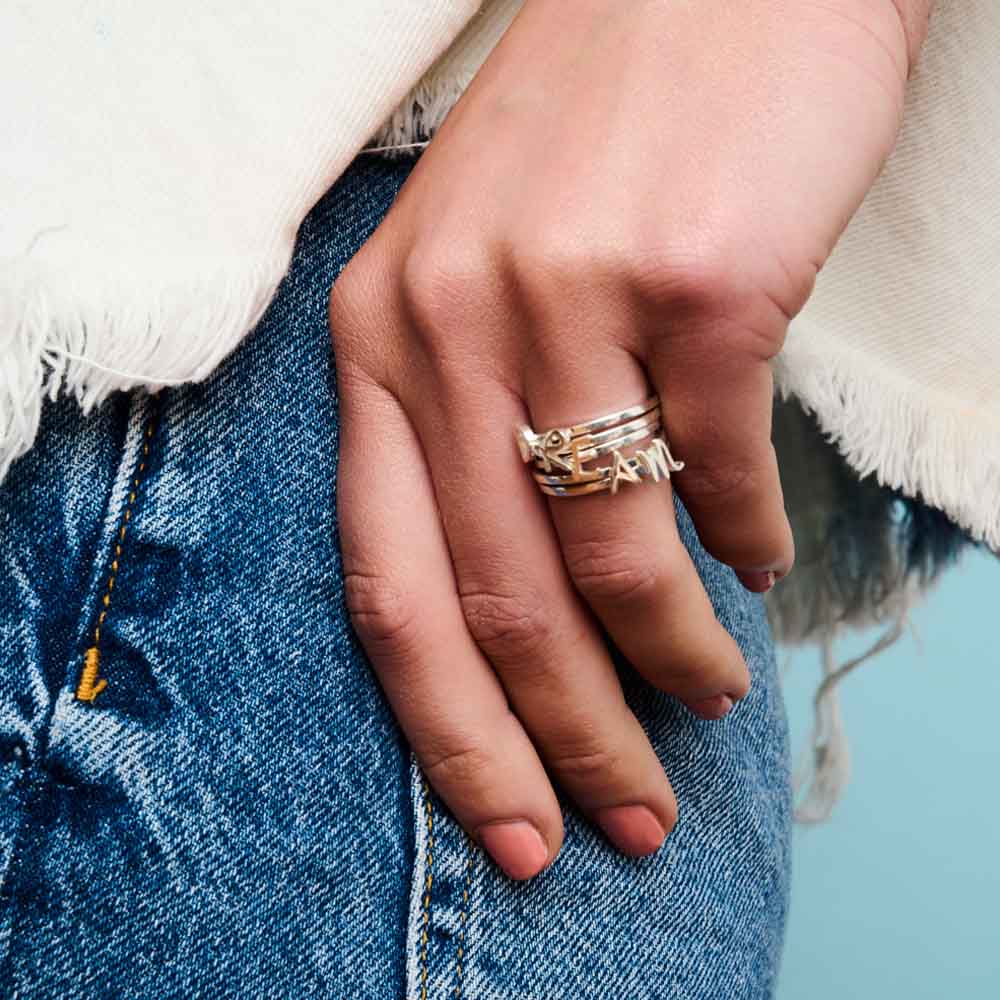 Alphabet Stacker Ring - Sterling Silver