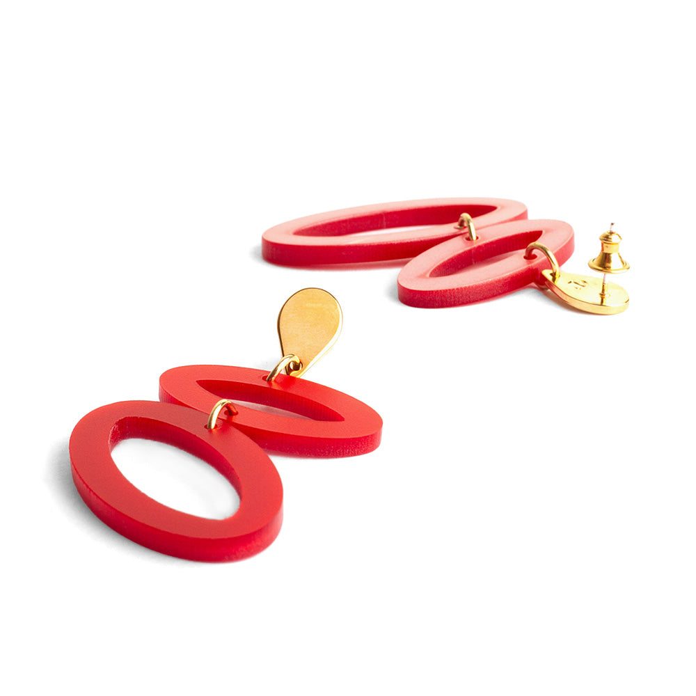 Toolally Earrings Ellipses Royal Red