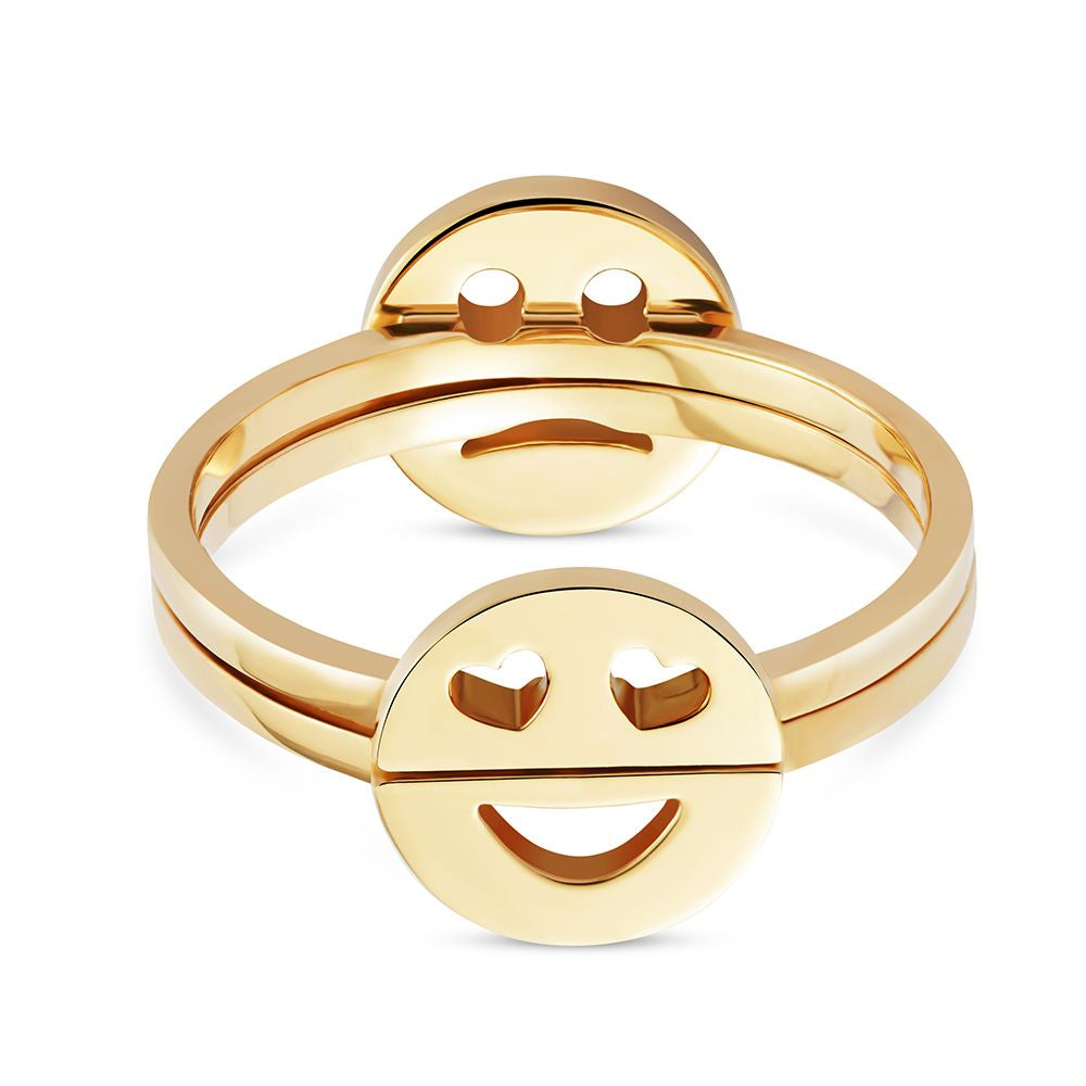 Gold vermeil Toolally fidget ring with a heart eyes emoji design