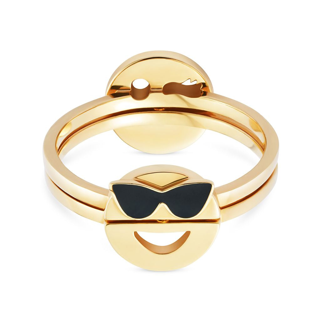 Gold vermeil Toolally fidget rings with a sunglasses emoji design