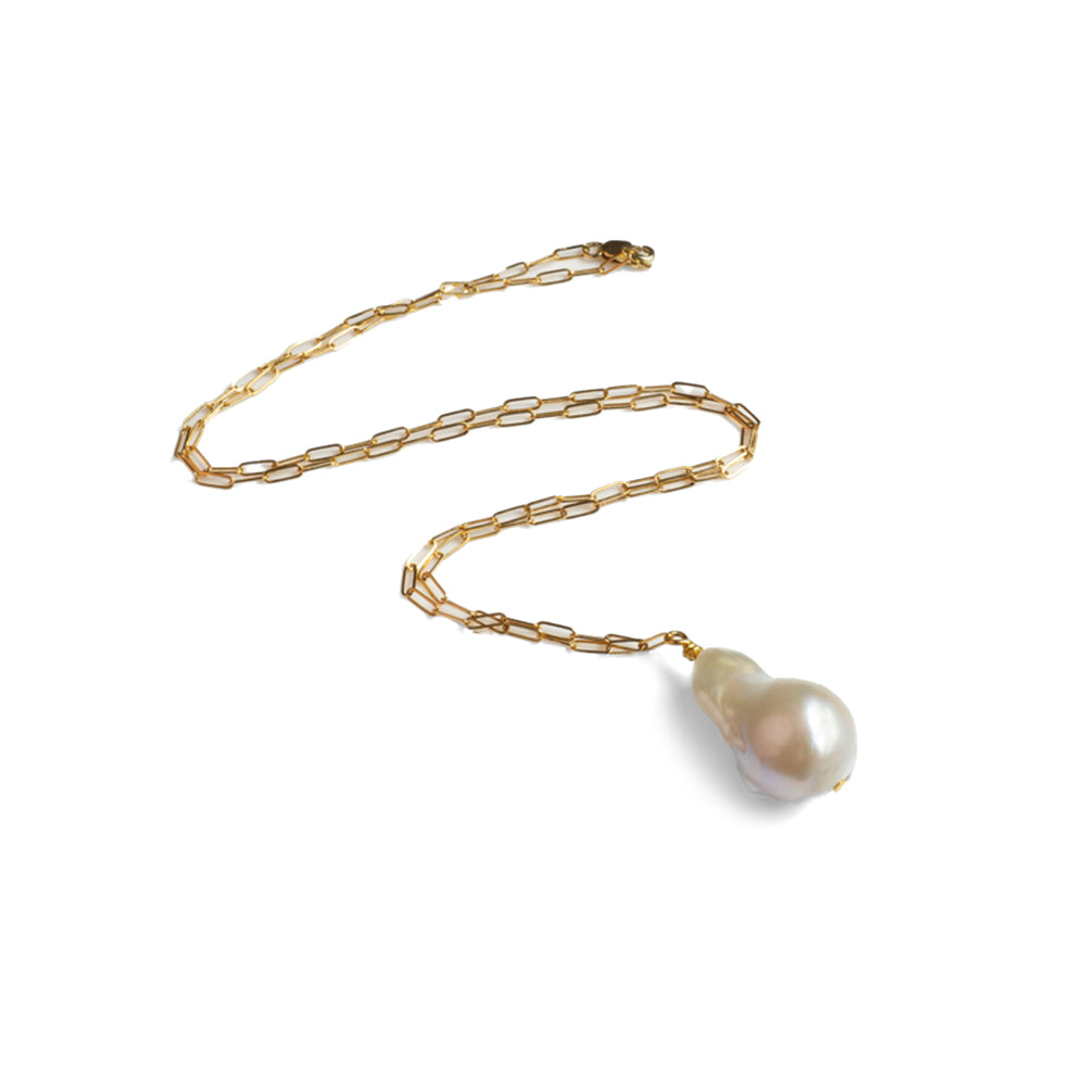Toolally Flameball Baroque Pearl Necklace Gold