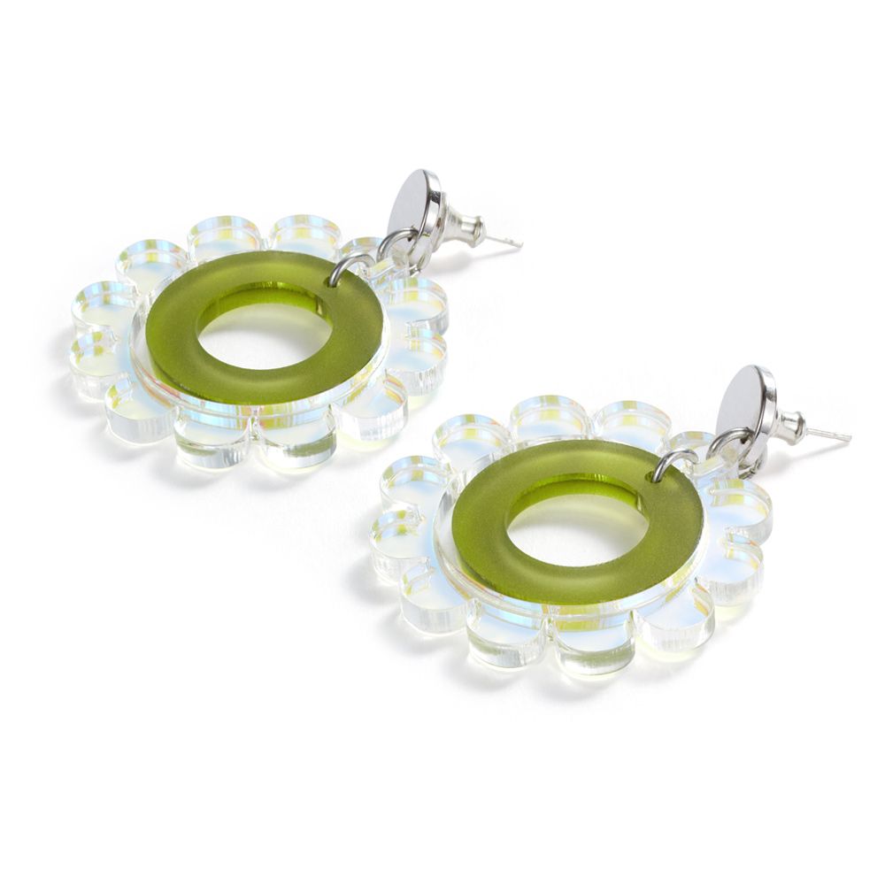 Sunflower Earrings - Iridescent & Green
