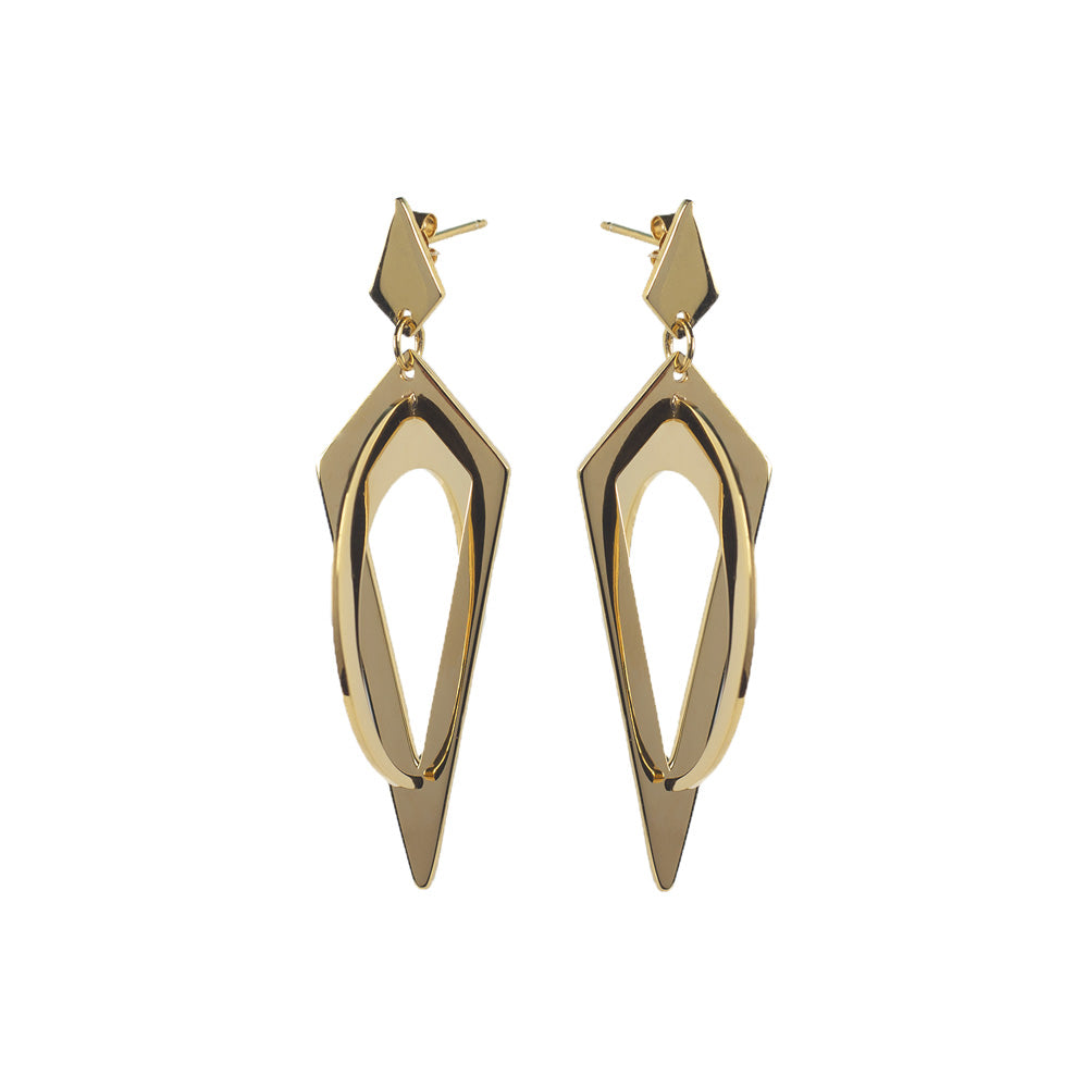 Toolally Earrings Crescent Hoops Gold