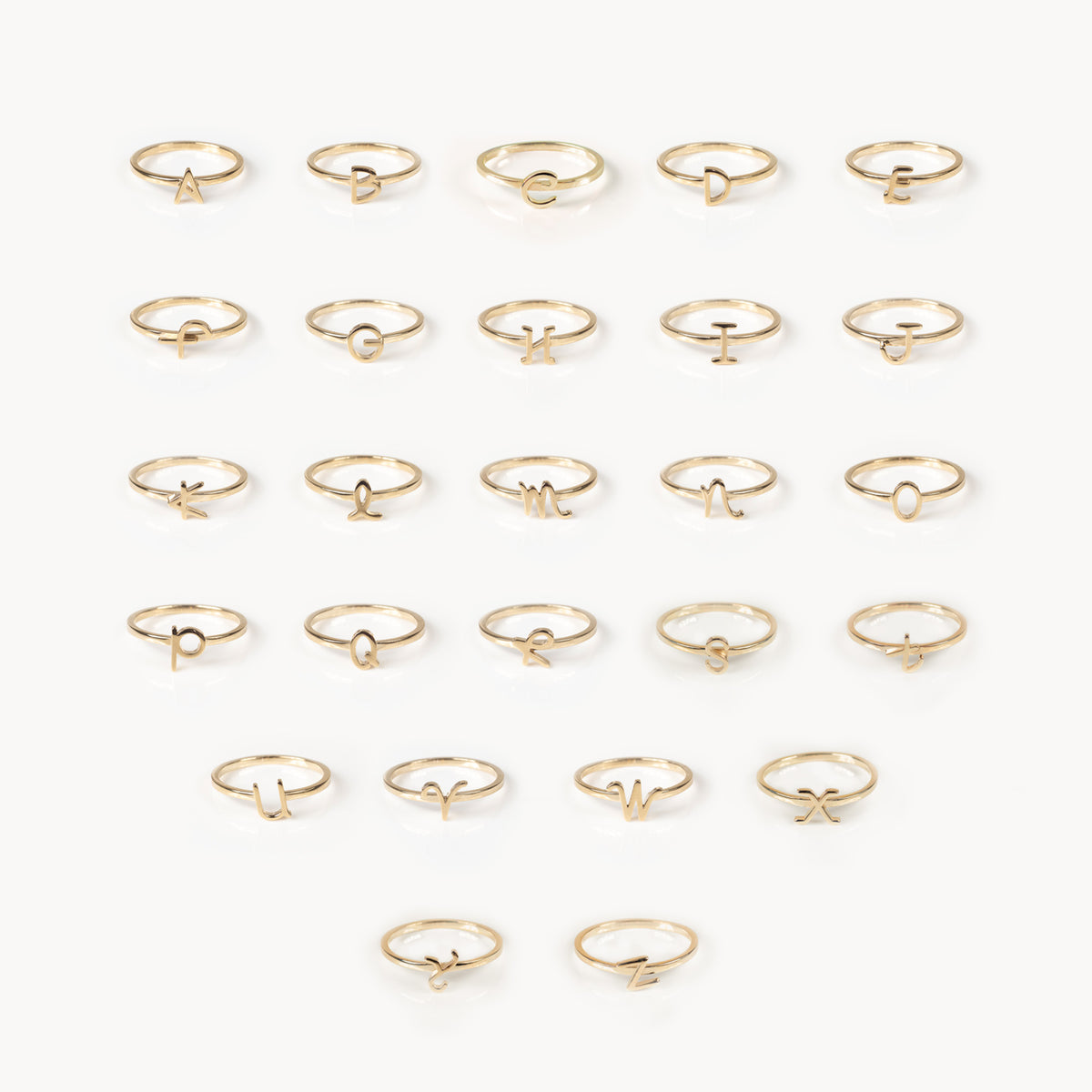 Gold Initial Stacker Ring in Gold Vermeil | Alphabet Range – Toolally