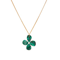 Toolally Emerald Daisy Pendant Necklace