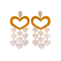 Toolally Earrings Heart Chandelier White and orange