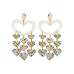 Toolally Heart Chandeliers White Pearl and Shell Earrings