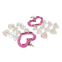 Toolally Earrings Heart Chandelier Pink Mirror and Iridescent