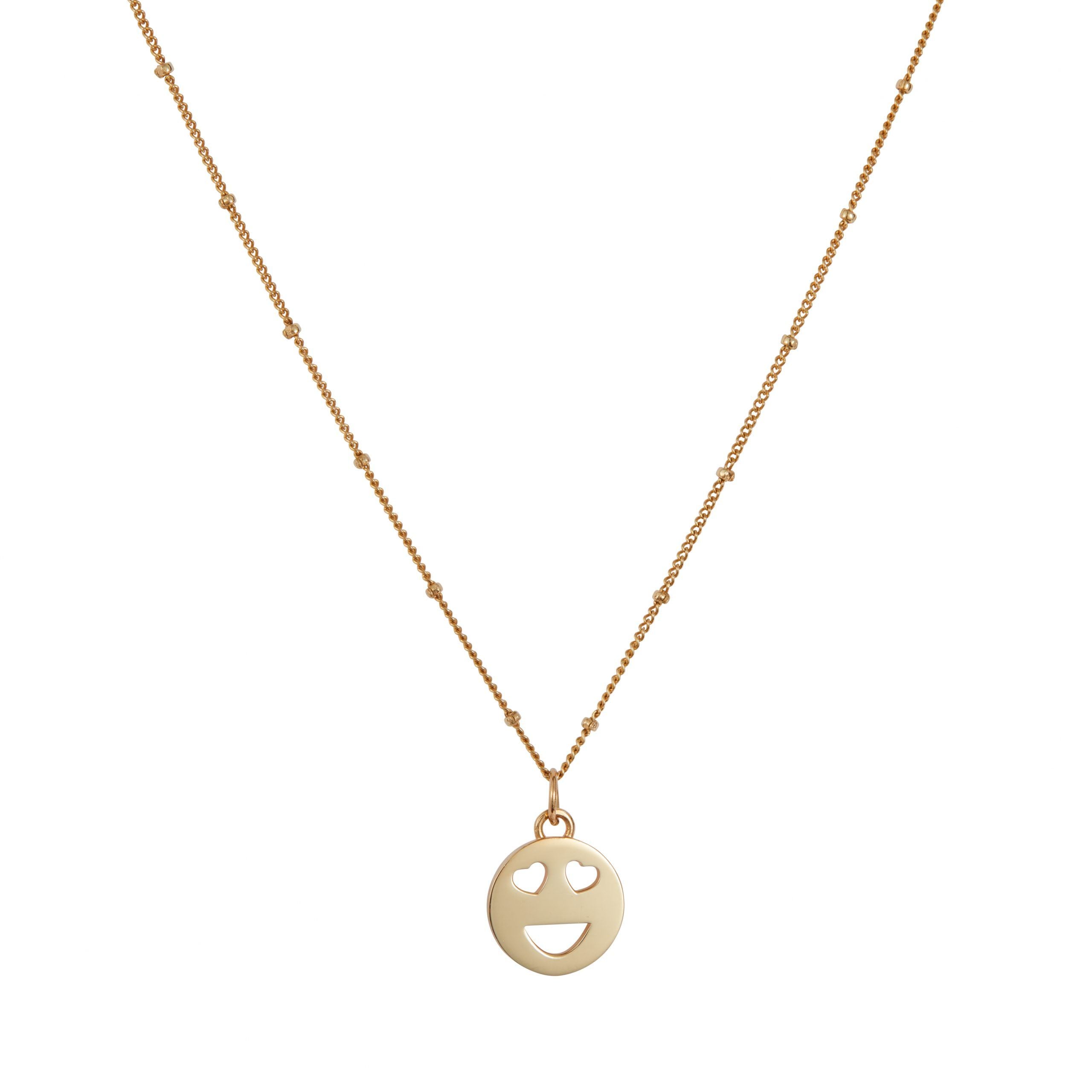 Heart eyes emoji necklace made of gold vermeil