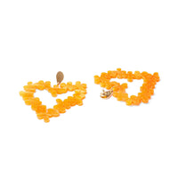 Toolally Earrings Hearts in Flowers Orange Pearl