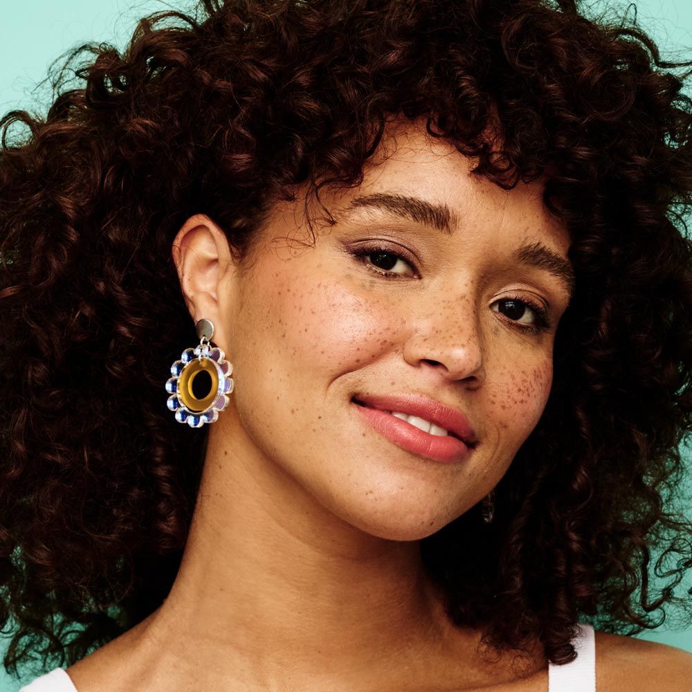 Toolally Sunflower Earrings - Iridescent & Yellow