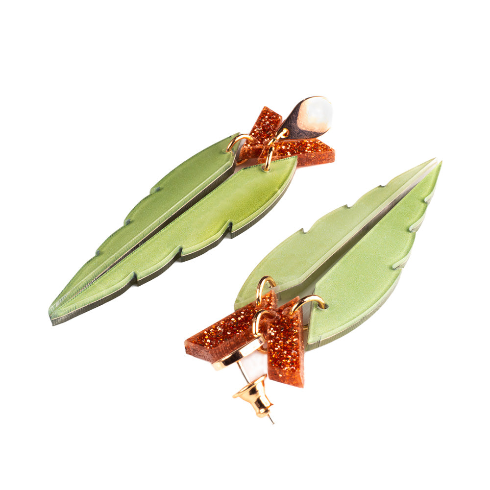 Toolally Earrings Kingfishers Jade Stone