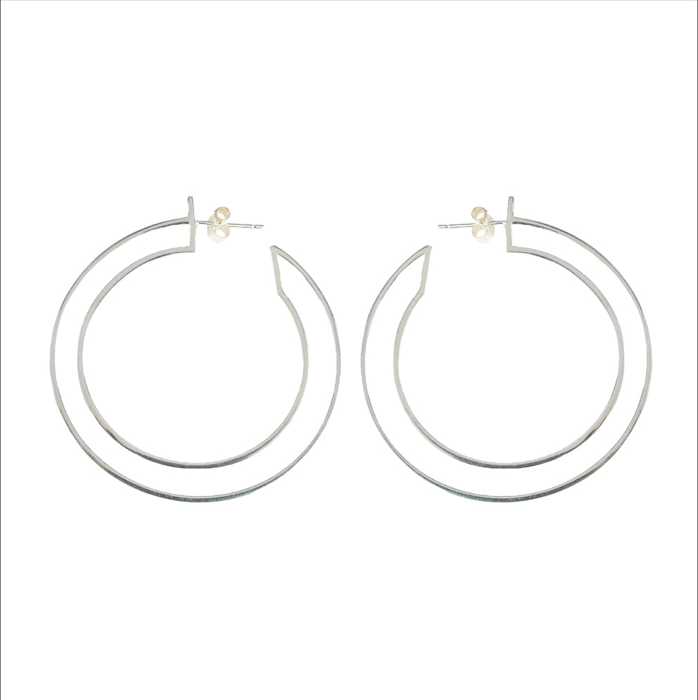 Large Silver Double Hoops - Toolally Earrings