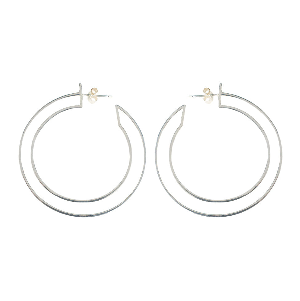 Large Silver Double Hoops - Toolally Earrings