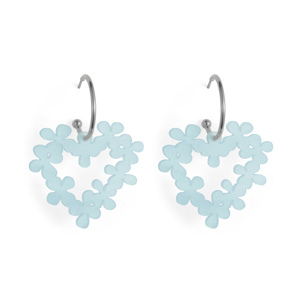 Toolally Mini Hearts in Flowers Earrings - Island Blue