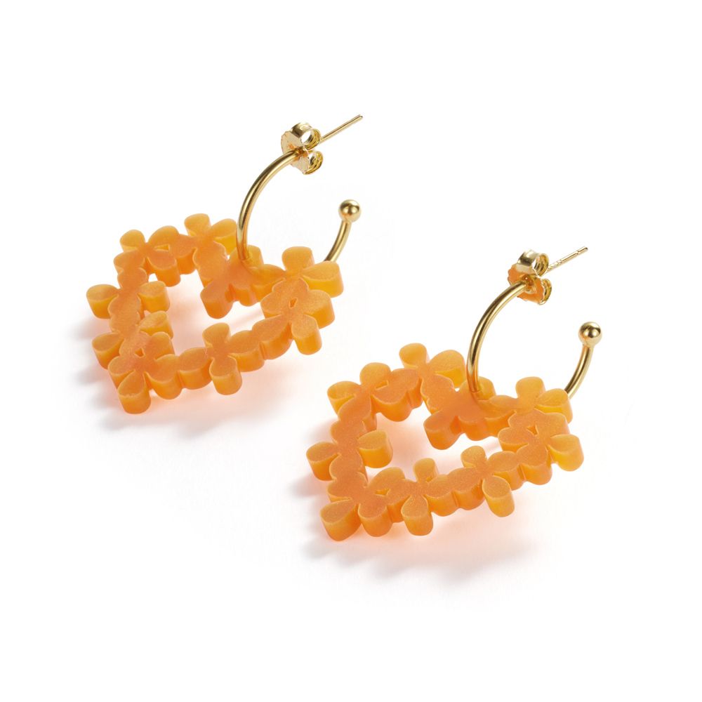 Toolally Mini Hearts in Flowers earrings - Orange