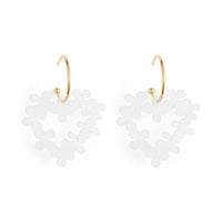 Toolally Mini Hearts in Flowers Earrings - White Pearl