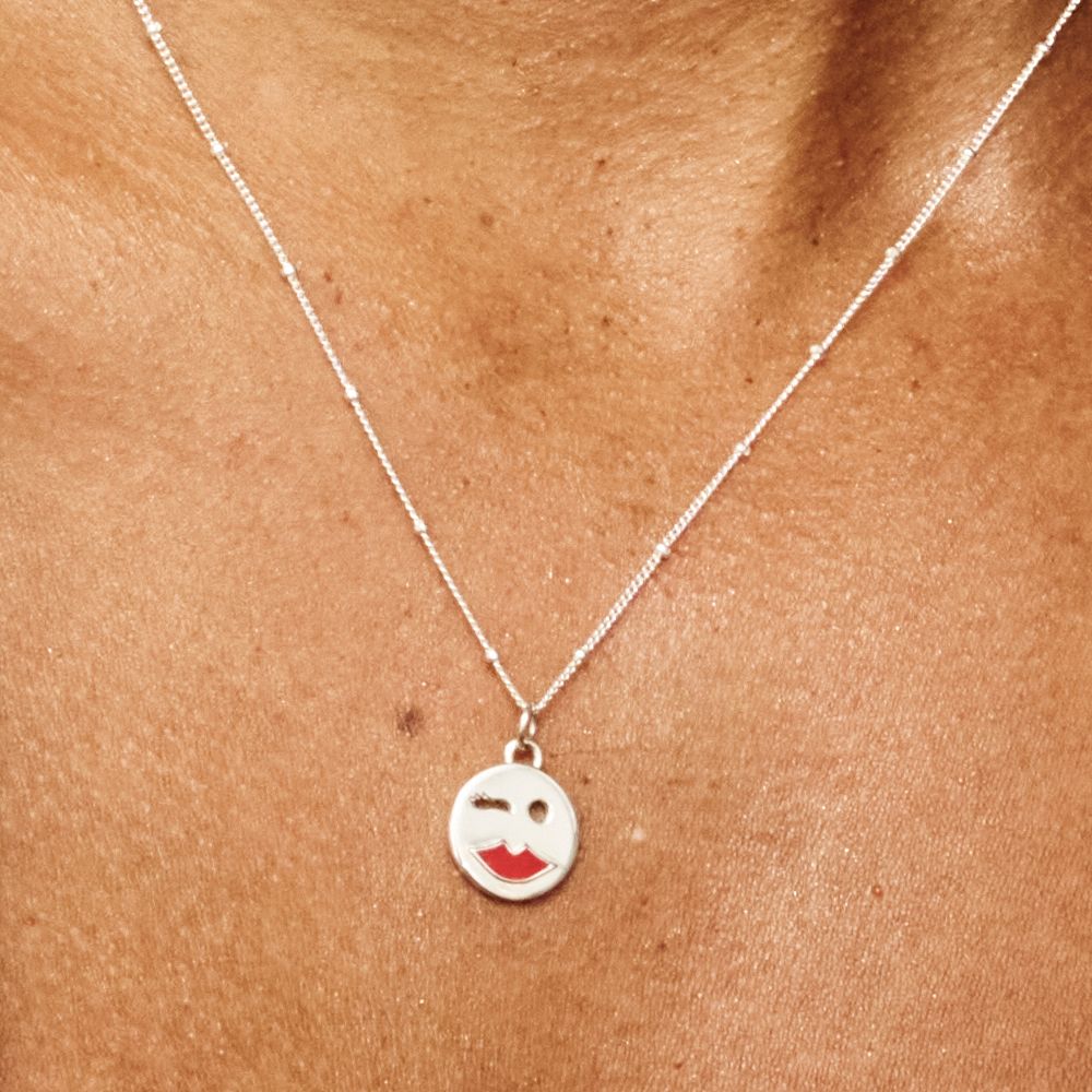 Mood Pendant Necklace Silver -  Sad