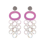 Oh What A Night Chandelier Earrings - Pink Mirror and Iridescent
