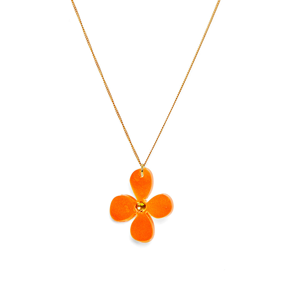 Toolally Orange Daisy Pendant Necklace