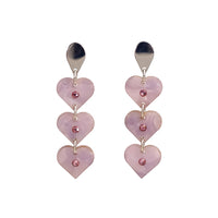 Toolally Earrings Crystal Heart Drops Lilac