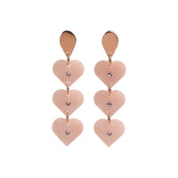 Toolally Earrings Crystal Heart Drops Antique rose
