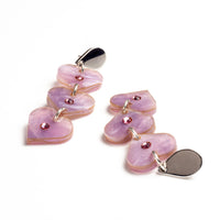 Toolally Earrings Crystal Heart Drops Lilac