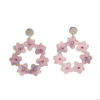 Toolally Earrings Crystal Blossom Hoops Lilac