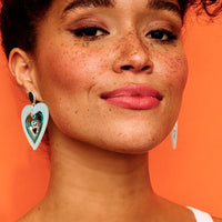 Toolally Pop Heart Earrings - Icy Blue & Glitter