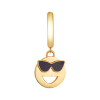 Gold vermeil and enamel Toolally huggie earring with a sunglasses emoji design