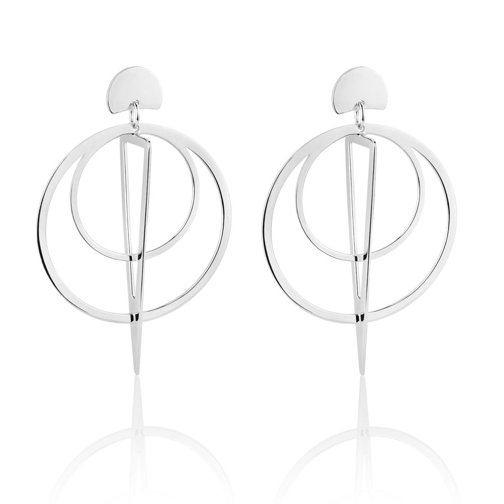 Sundial Art Deco Statement Earrings - Sterling Silver – Toolally
