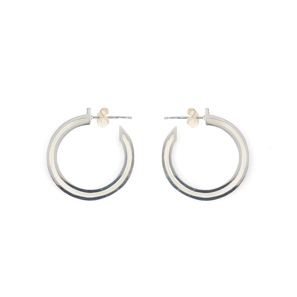 Toolally Earrings Small Double Hoops Silver