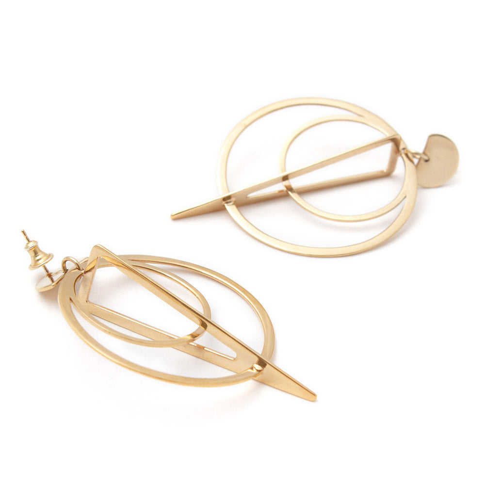Toolally Gold Sundial Earrings