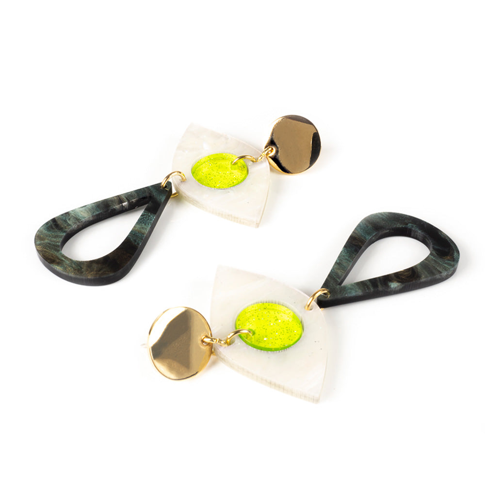 Toolally Eye Motif Drop - Yellow Earrings