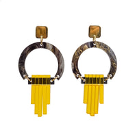 Toolally Earirngs Art Deco Chandeliers Inky Black and Yellow