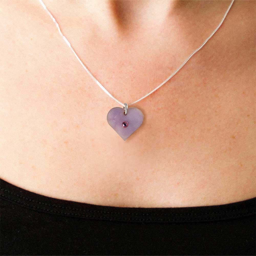 Toolally Necklace Charming Heart Pendant Lilac