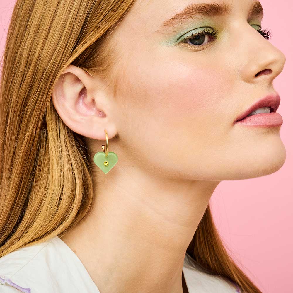 Toolally Charming Hearts Hoop Earrings Green