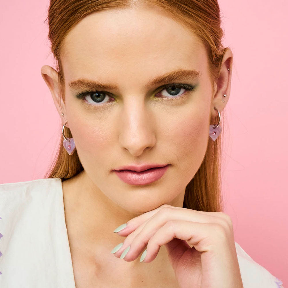 Toolally Charming Hearts Lilac Hoop Earrings