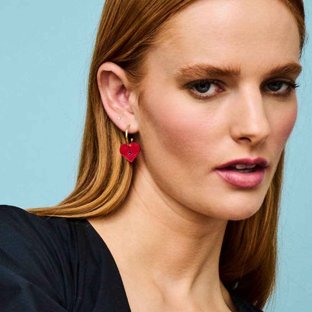 Toolally Charming Hearts Hoop Earring Red