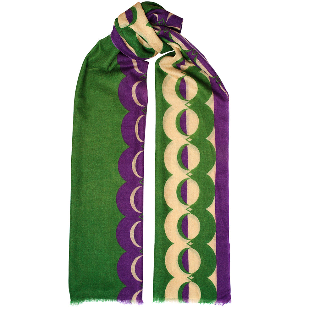 Toolally Crescent Orbs Scarf Purple & Green