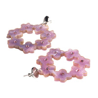 Toolally Earrings Crystal Blossom Hoops Lilac
