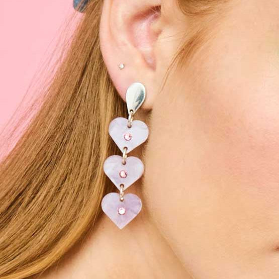 Crystal Heart Drops - Lilac