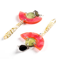 Toolally Earrings Daphnes Pink and Green